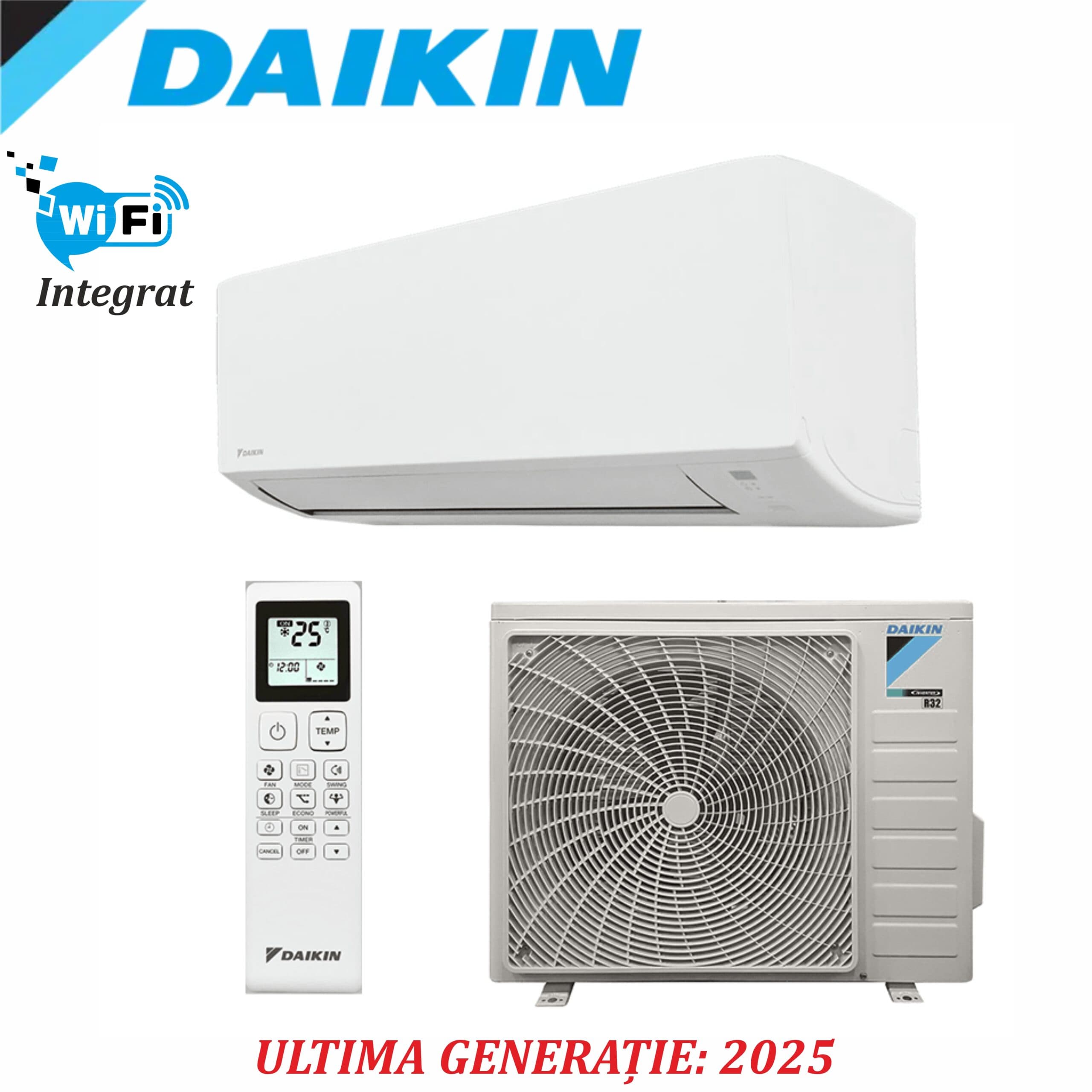 Aer condiționat Daikin Sensira 2025 , 9000 BTU , FTXC25E+RXC25E, Inverter, R32, Wi Fi Integrat